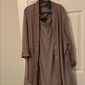 R&M Richards Taupe Beaded dress set